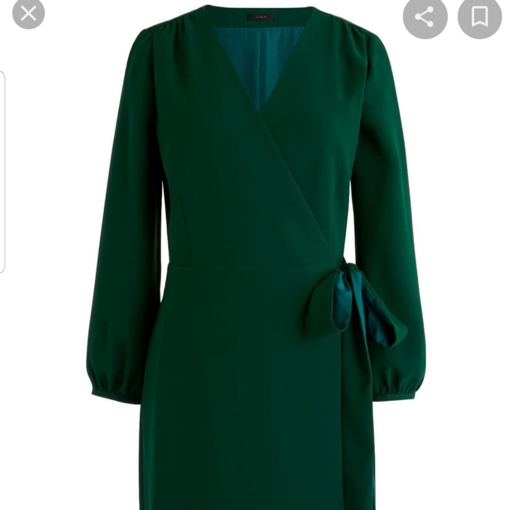 J. CREW GREEN WRAP DRESS 365 CREPE DRESS